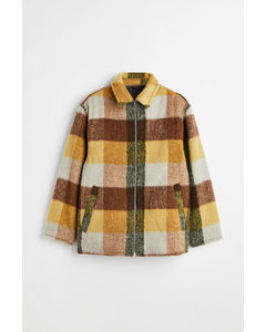 Shaggy Wool-blend Shacket Yellow/checked
