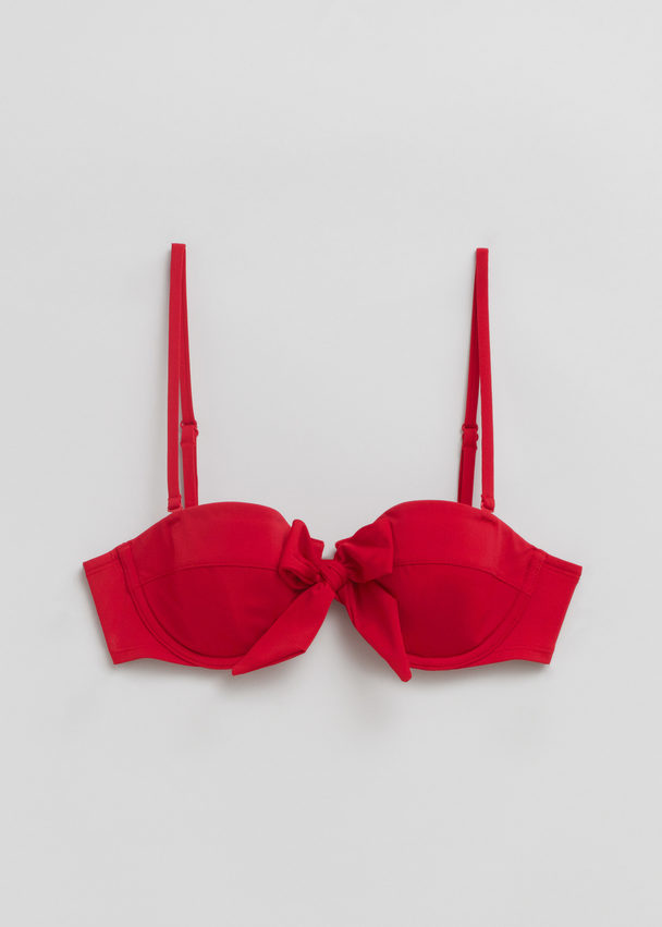 & Other Stories Underwire Balconette Bow Bikini Top Ruby Red