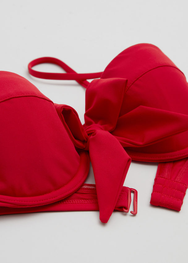 & Other Stories Underwire Balconette Bow Bikini Top Ruby Red