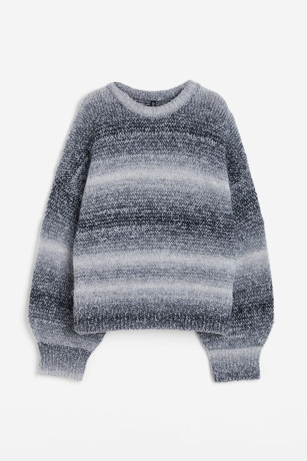 H&M Pullover in Jacquardstrick Grau/Ombré