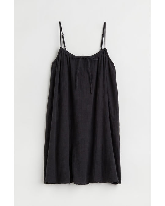 H&M Short Cotton Dress Black