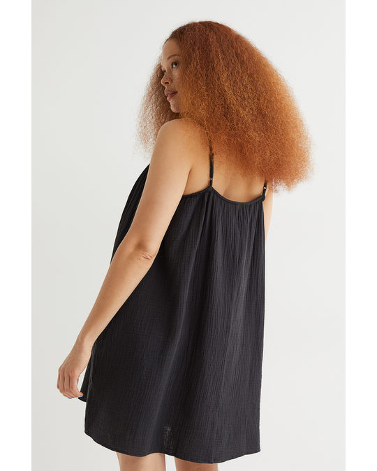 H&M Short Cotton Dress Black