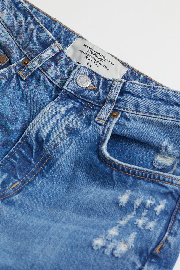 H&M 90's Straight Ultra High Jeans Denimblå