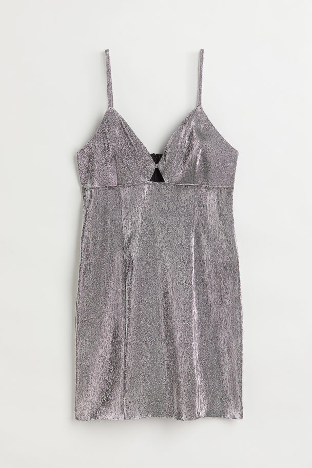 H&M Cut-out Mini Dress Silver-coloured