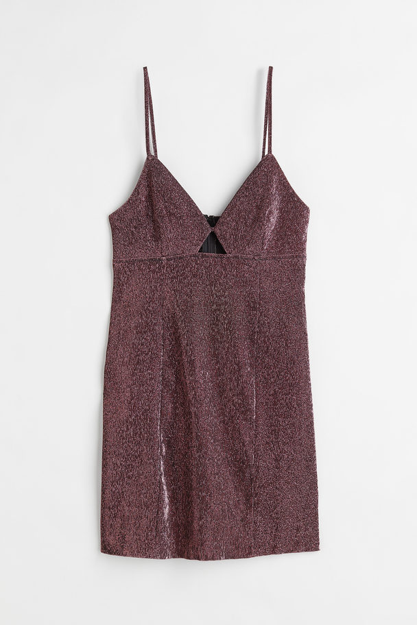 H&M Mini-jurk Met Cutout Donkerrood/glitters