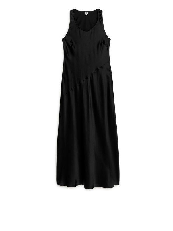 ARKET Silk Slip Dress Black