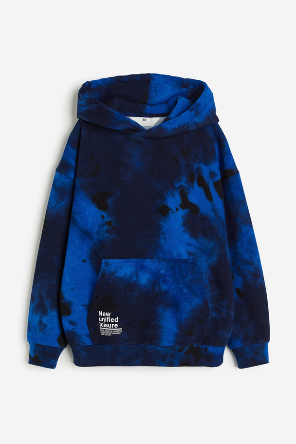 H&M Capuchonsweater Blauw/tiedye