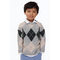 Oversized Knitted Jumper Light Grey/argyle-patterned