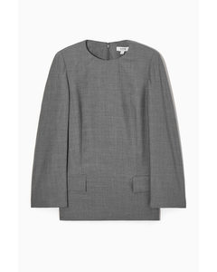 Deconstructed Power-shoulder Wool Top Grey