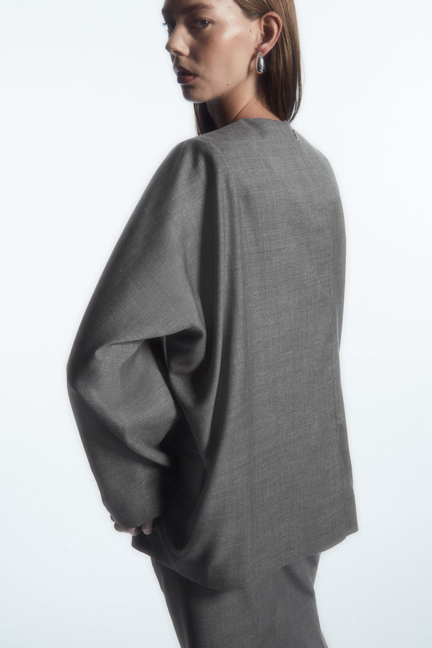 COS Deconstructed Power-shoulder Wool Top Grey