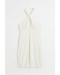 Jerseykleid mit Neckholder Weiß