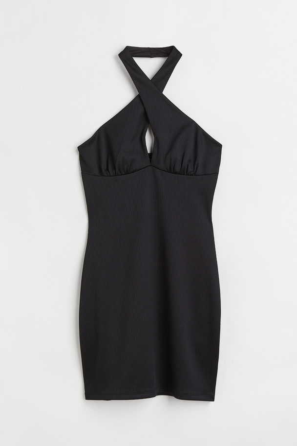 H&M Halterneck-kjole I Trikot Sort