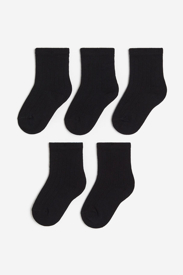 H&M 5-pack Textured-knit Socks Black
