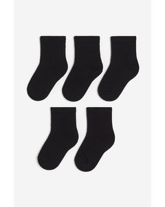 5-pack Textured-knit Socks Black