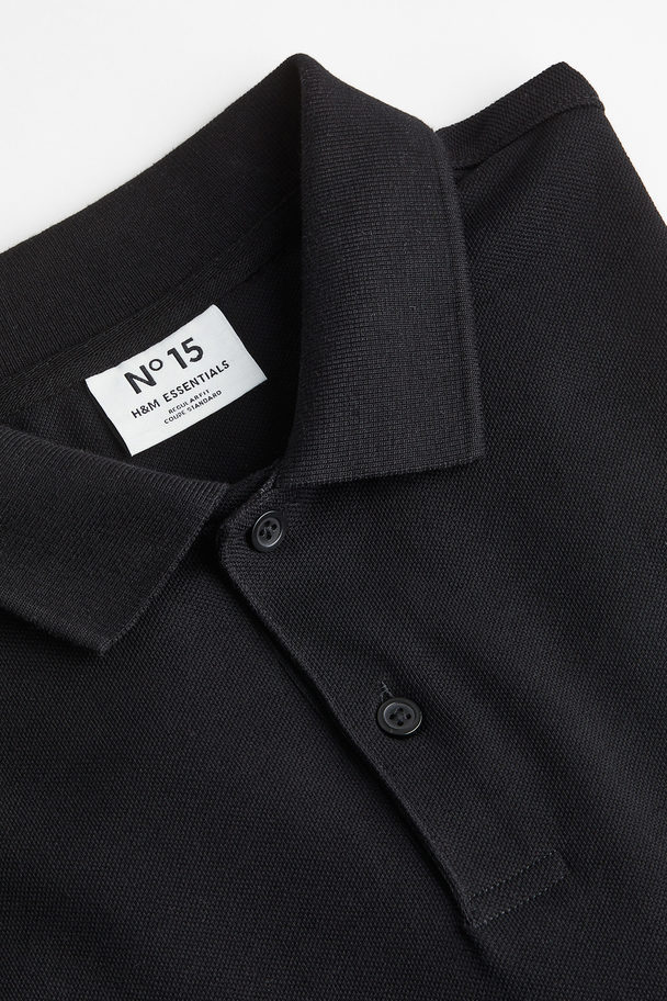 H&M Piqué Poloshirt - Regular Fit Zwart