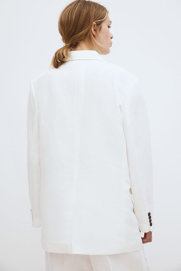 H&M Oversized Linen-blend Blazer White
