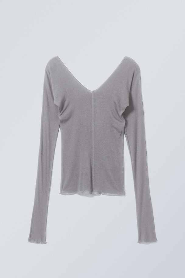 Weekday Yen Sheer Longsleeve Top Dusty Grey