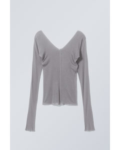 Yen Sheer Longsleeve Top Dusty Grey