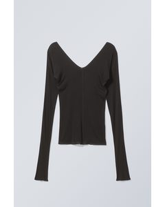 Yen Sheer Longsleeve Top Black