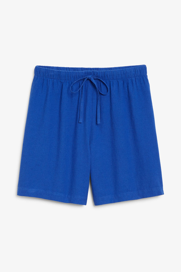 Monki Shorts aus Leinenmischung mit normalem Bund Kobaltblau