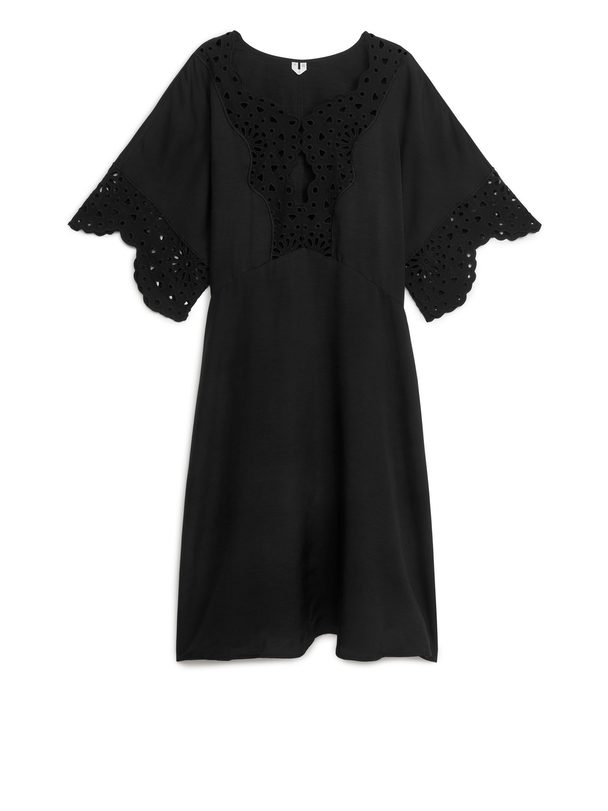 ARKET Embroidered Midi Dress Black