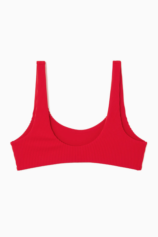 COS Scoop-neck Ribbed Bikini Top Bright Red