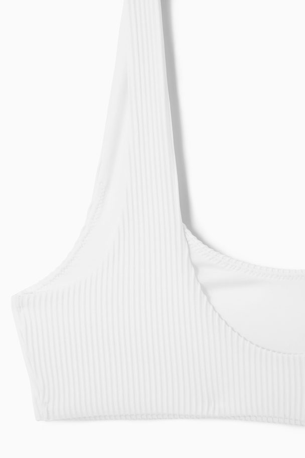 COS Scoop-neck Ribbed Bikini Top White