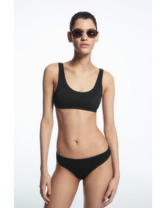 Scoop-neck Ribbed Bikini Top Black