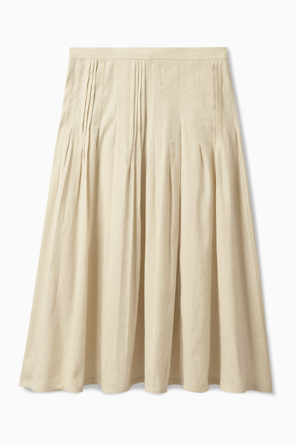 COS Pleated A-line Skirt Beige