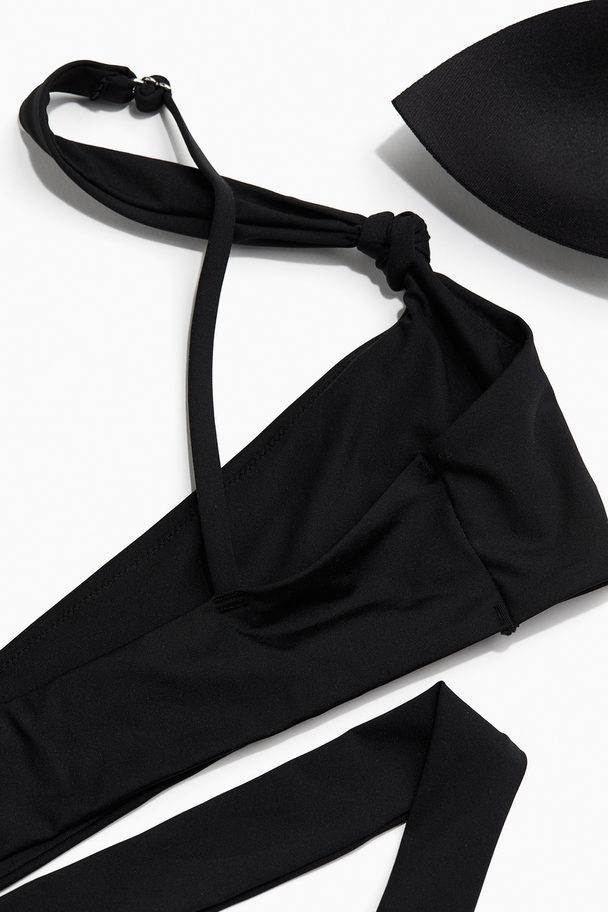 H&M Padded Wrap Bikini Top Black
