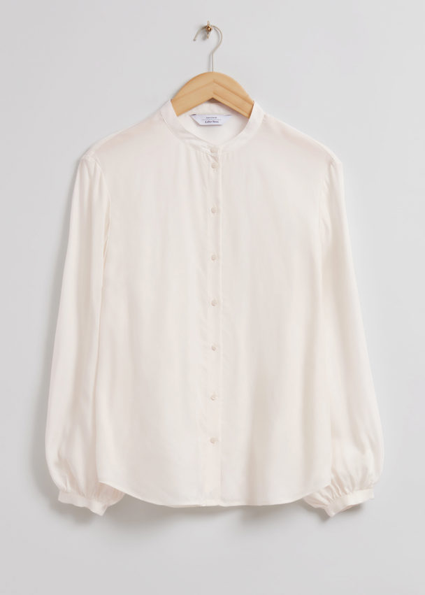 & Other Stories Loose-fit Round Neck Blouse Ivory
