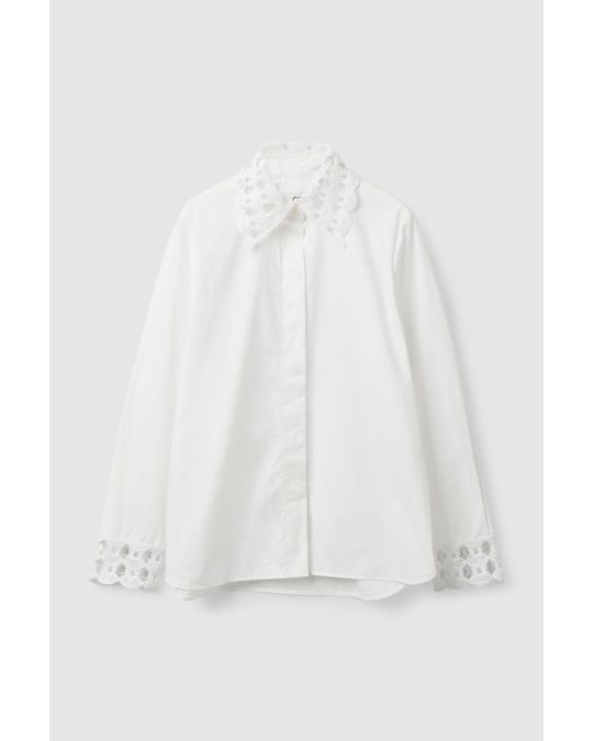 COS Lace Detailed Poplin Shirt White