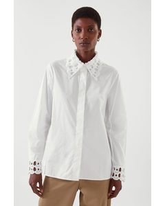 Lace Detailed Poplin Shirt White
