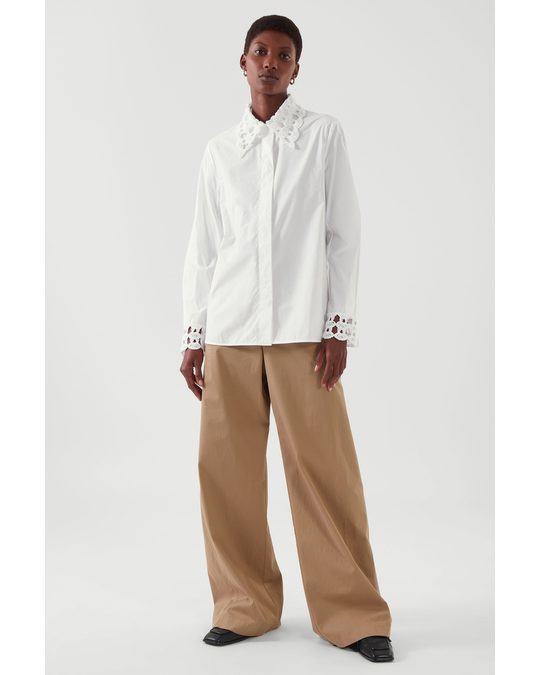 COS Lace Detailed Poplin Shirt White