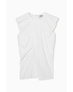 Gathered Draped Sleeveless Top White