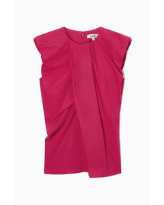 Gathered Draped Sleeveless Top Bright Pink