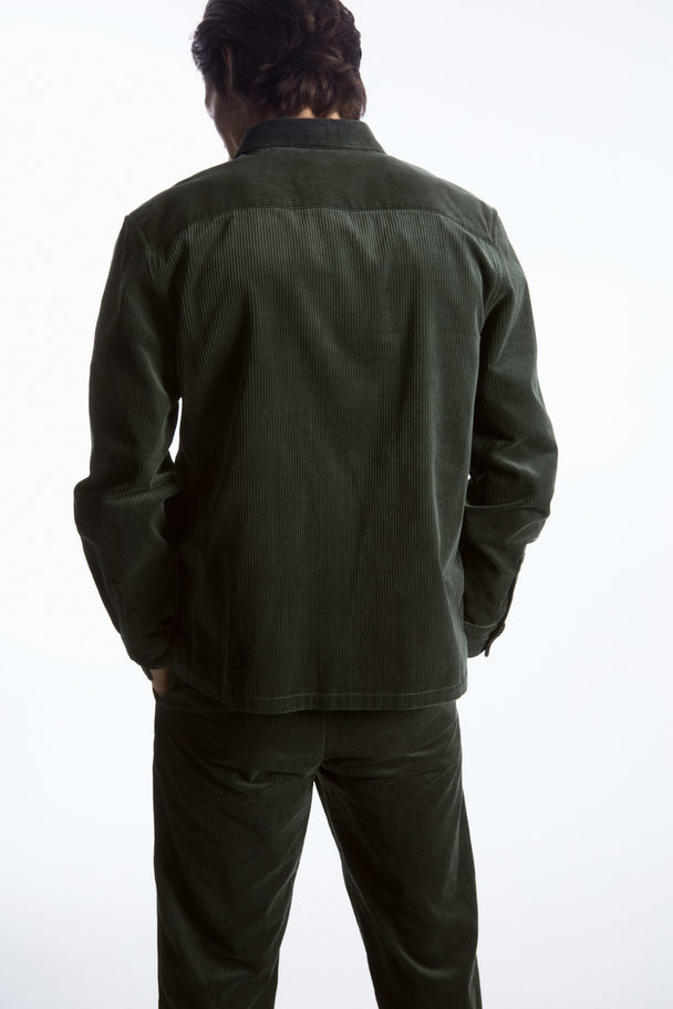 COS Utility-style Corduroy Overshirt Dark Green