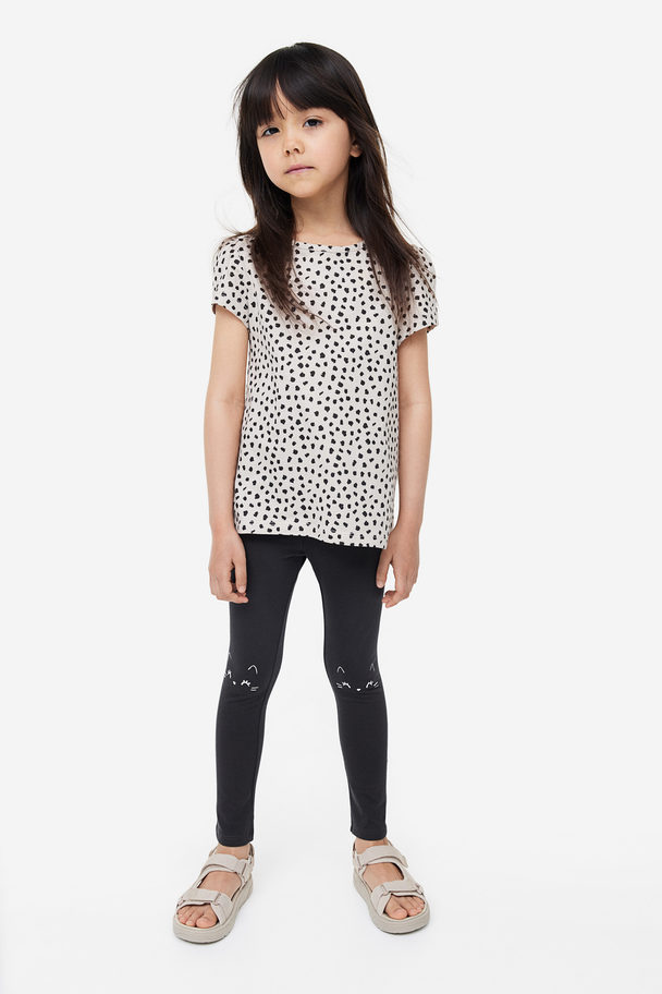 H&M 5-pack Cotton Leggings Light Beige/leopard Print
