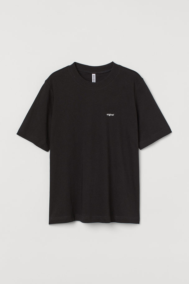 H&M Cotton Jersey T-shirt Black/original