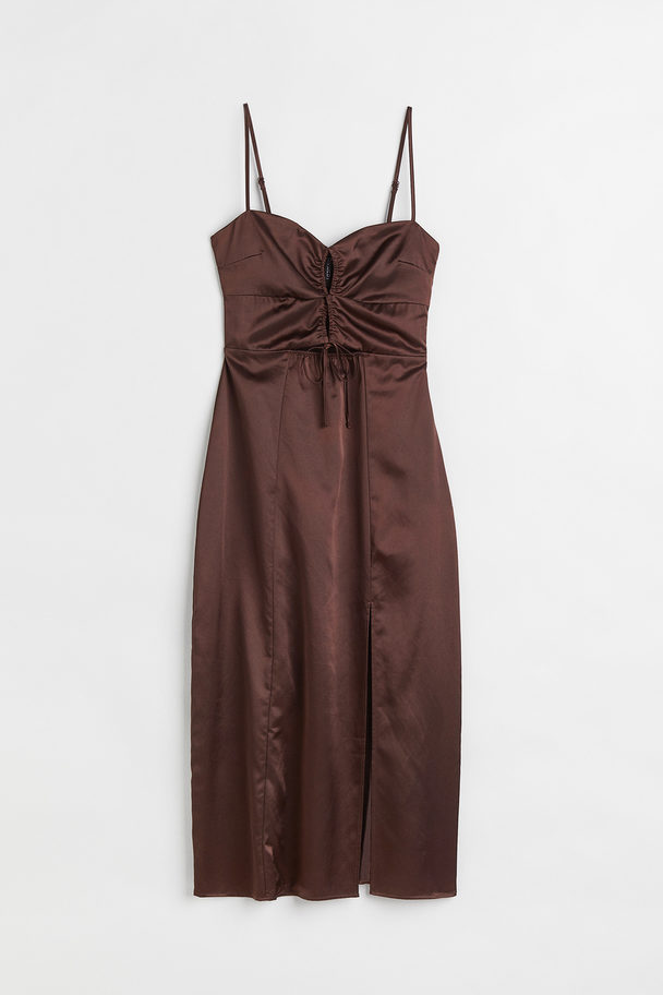 H&M Satin Dress Dark Brown