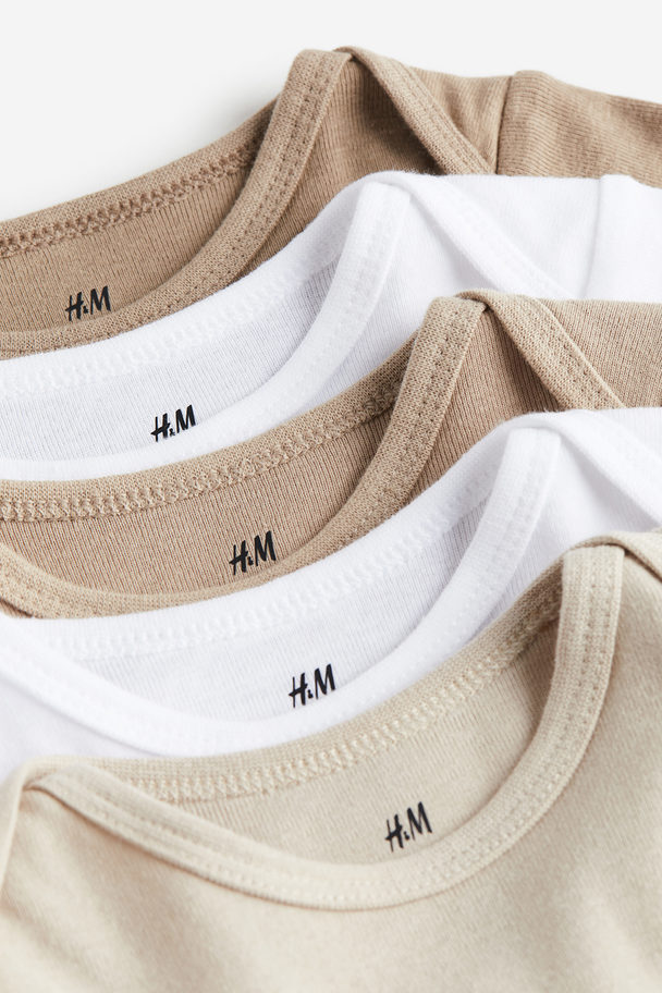 H&M 5-pack Bodysuits White/beige