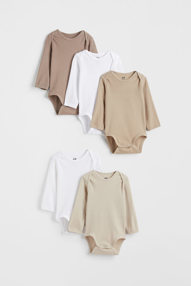 H&M 5-pack Bodysuits White/beige