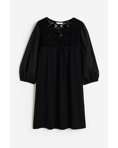 Lace-detail Jersey Dress Black