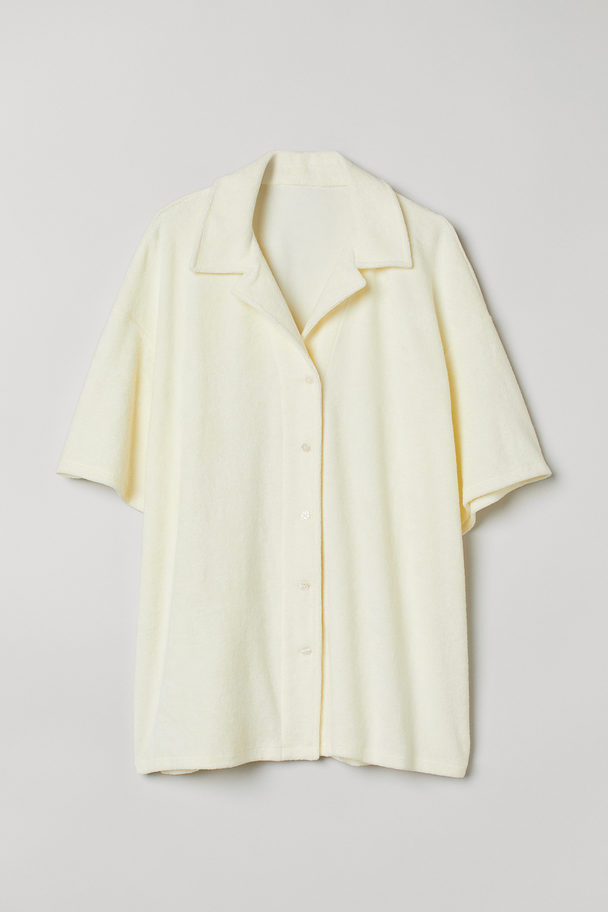 H&M Casual Badstof Blouse Roomwit