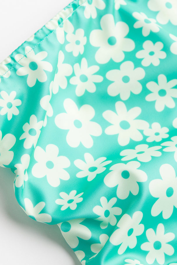 H&M Gathered Swim Skirt Bright Green/floral