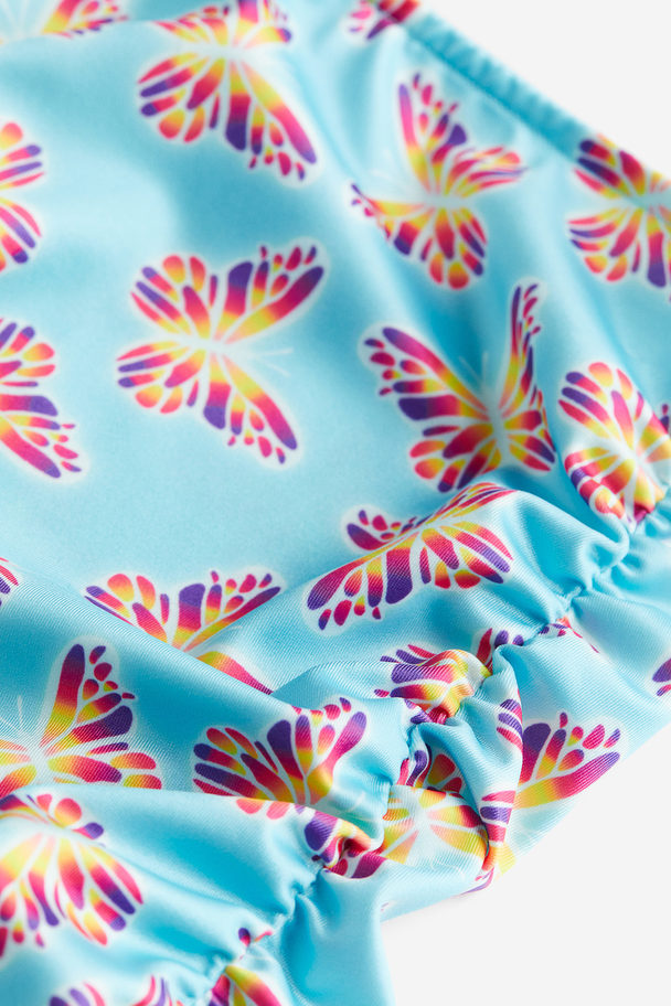 H&M Gathered Swim Skirt Turquoise/butterflies