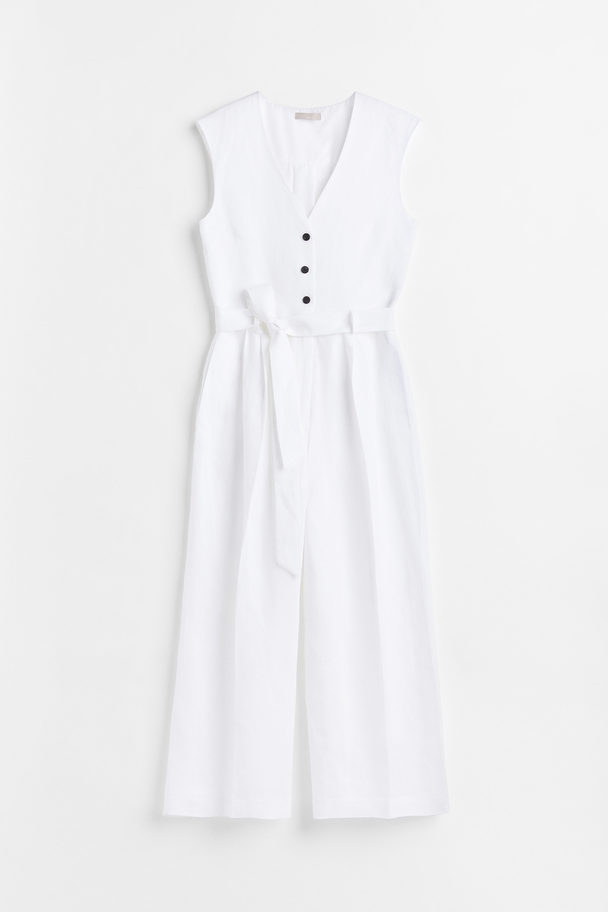 H&M V-neck Jumpsuit White