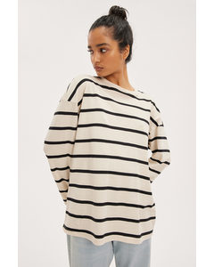 Classic Striped Long Sleeve Tee Off-white & Black Stripes