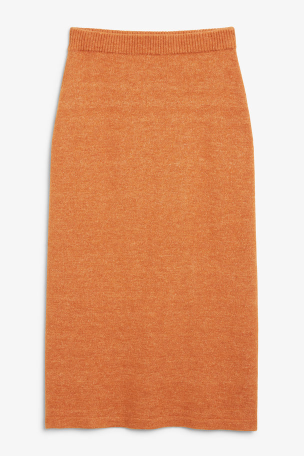 Monki Midi Knit Skirt Dusty Orange