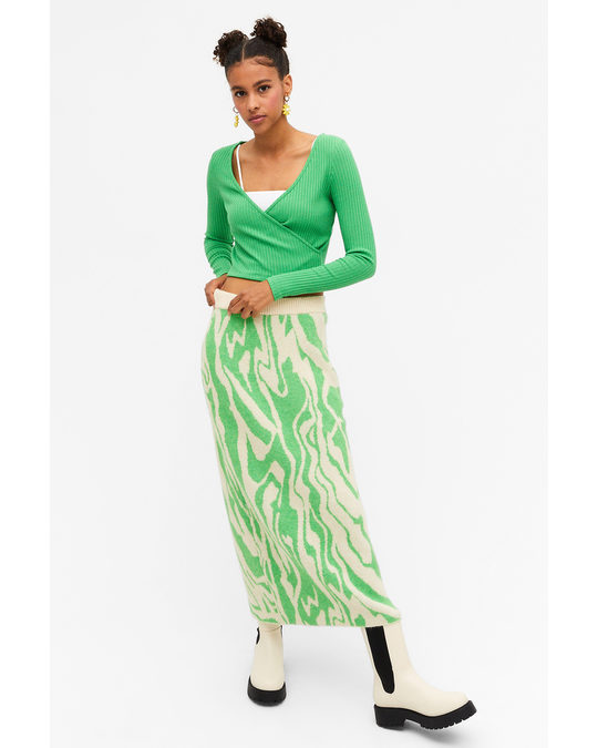 Monki Midi Knit Skirt Abstract Pattern